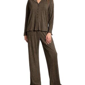 #14 Midnight Bakery Women's Lilith 2-Pc. Ribbed Satin Pajamas Set - Olive